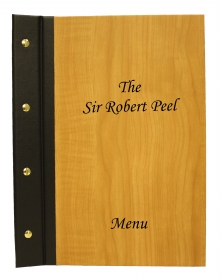 Wood and Buckram menu covers