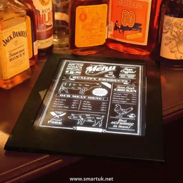 Illuminated Personalised LED Menu Covers